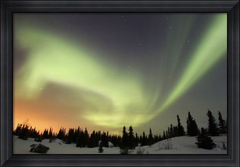 Framed Aurora borealis over Ogilvie Mountains Print