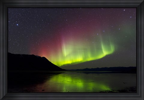 Framed Aurora Borealis with Big Dipper over Kluane Lake, Yukon, Canada Print