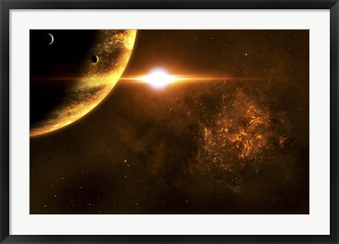 Framed Star Going Critical Illuminates a Nearby Planet Print