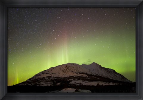Framed Aurora Borealis and Milky Way over Carcross Desert Print