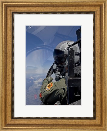 Framed F-15 Pilot Looks Over at his Wingman Print