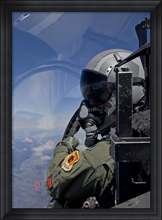 Framed F-15 Pilot Looks Over at his Wingman Print