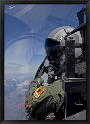 Framed F-15 Pilot Looks Over at his Wingman Print