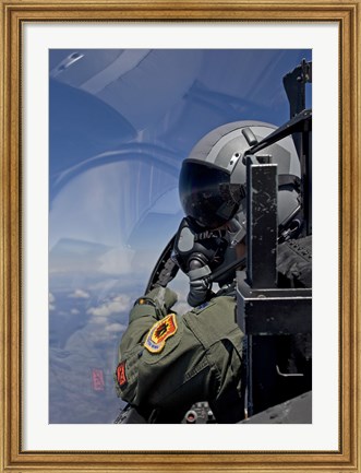 Framed F-15 Pilot Looks Over at his Wingman Print