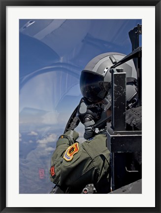 Framed F-15 Pilot Looks Over at his Wingman Print