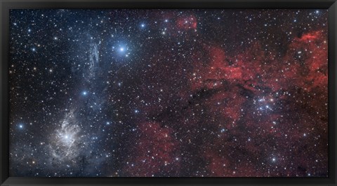 Framed Blue and Red Nebulae in the Camelopardalis Constellation Print