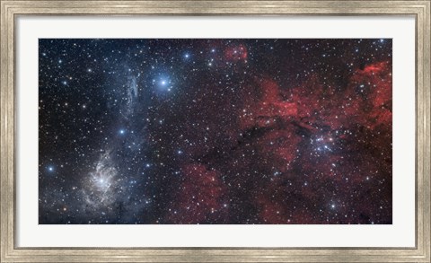 Framed Blue and Red Nebulae in the Camelopardalis Constellation Print