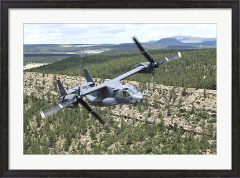 Framed CV-22 Osprey on a training mission over New Mexico Print