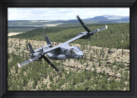 Framed CV-22 Osprey on a training mission over New Mexico Print