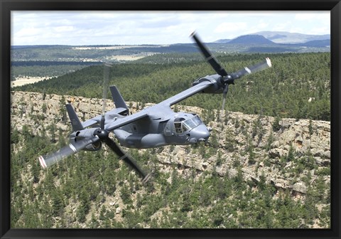 Framed CV-22 Osprey on a training mission over New Mexico Print