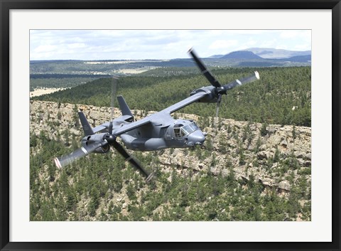 Framed CV-22 Osprey on a training mission over New Mexico Print