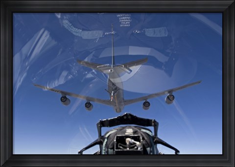 Framed F-15 Eagle Pulls into Position Behind a KC-135 Stratotanker Print