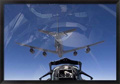 Framed F-15 Eagle Pulls into Position Behind a KC-135 Stratotanker Print