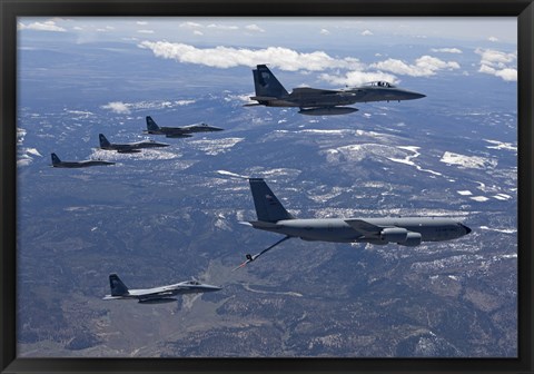 Framed Five F-15 Eagles Refueling Print