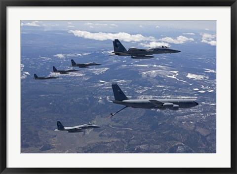 Framed Five F-15 Eagles Refueling Print