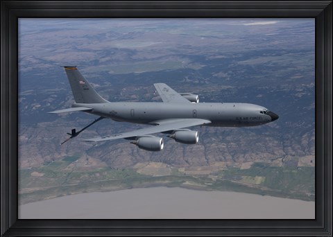 Framed KC-135R Stratotanker in Flight over Central Oregon Print