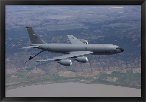 Framed KC-135R Stratotanker in Flight over Central Oregon Print