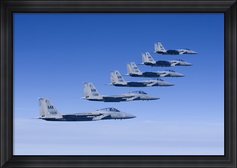 Framed Six F-15 Eagles Fly in Formation Print