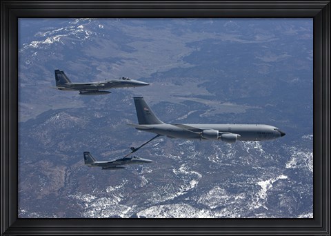Framed Two F-15 Eagles Refueling Print