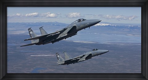 Framed Two F-15 Eagles Training over Oregon Print
