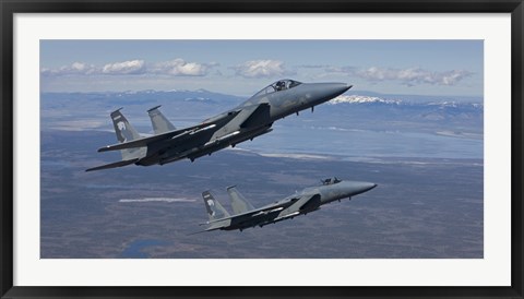 Framed Two F-15 Eagles Training over Oregon Print