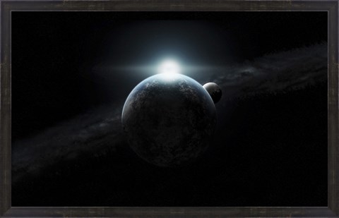 Framed Dawn Breaks on an Alien Planet Print