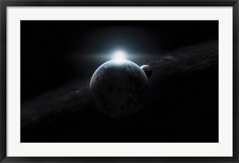 Framed Dawn Breaks on an Alien Planet Print