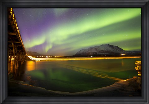Framed Aurora Borealis over Nares Lake Print