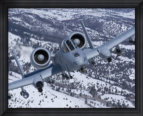 Framed A-10C Thunderbolt  Flies over Snowy Idaho Print