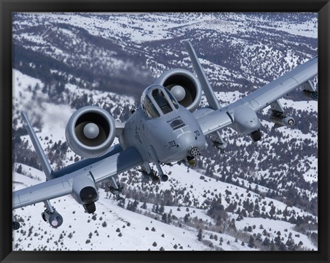Framed A-10C Thunderbolt  Flies over Snowy Idaho Print