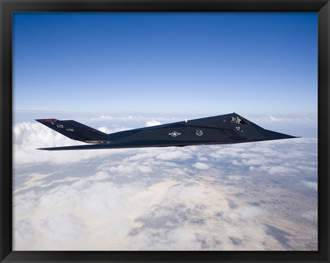 Framed F-117 Nighthawk Stealth Fighter in Flight over New Mexico Print