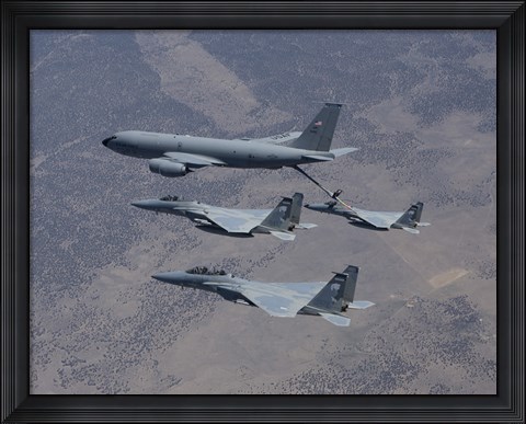 Framed Three F-15 Eagles Refueling Print