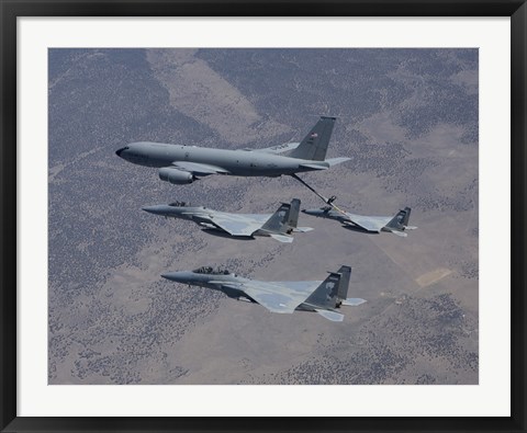 Framed Three F-15 Eagles Refueling Print