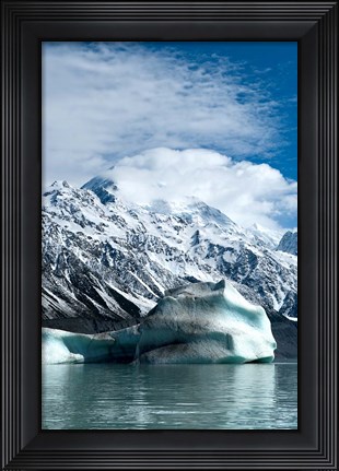 Framed Large icebergs on Tasman Glacier Terminal Lake, South Island, New Zealand Print