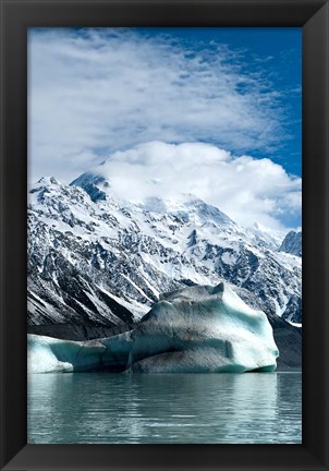 Framed Large icebergs on Tasman Glacier Terminal Lake, South Island, New Zealand Print