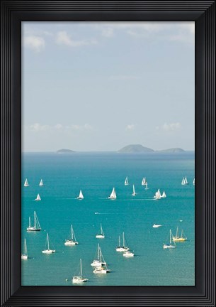 Framed Australia, Queensland, Whitsunday, Airlie, Sailboats Print