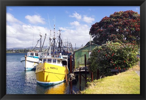 Framed Fishing Boats, Tauranga Harbor, Tauranga, New Zealand Print