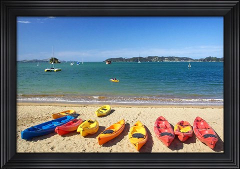 Framed Kayaks, Paihia, Northland, New Zealand Print