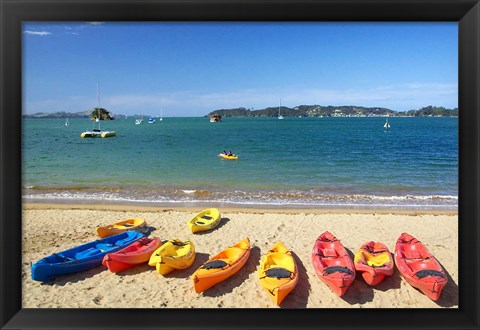 Framed Kayaks, Paihia, Northland, New Zealand Print