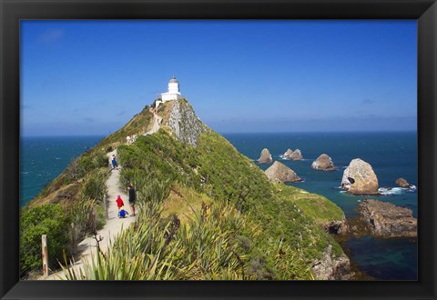 Framed Lighthouse, Nugget Point, South Island, New Zealand Print