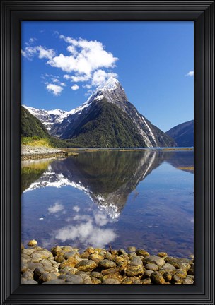 Framed Mitre Peak, Milford Sound, Fjordland National Park, South Island, New Zealand Print