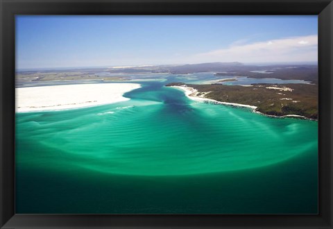 Framed Parengarenga Harbor Entrance, and Kokota, Far North, Northland, New Zealand Print