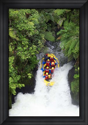 Framed Raft, Tutea&#39;s Falls, Okere River, near Rotorua, New Zealand Print