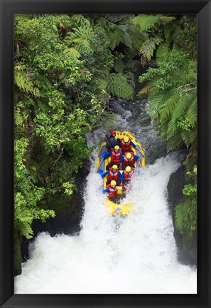 Framed Raft, Tutea&#39;s Falls, Okere River, near Rotorua, New Zealand Print