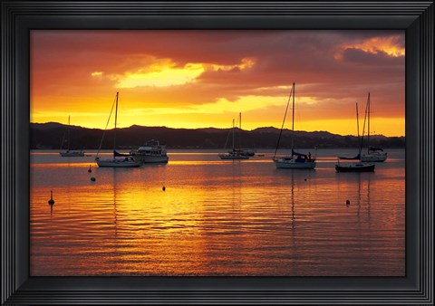 Framed Sunset, Russell, Bay of Islands, Northland, New Zealand Print