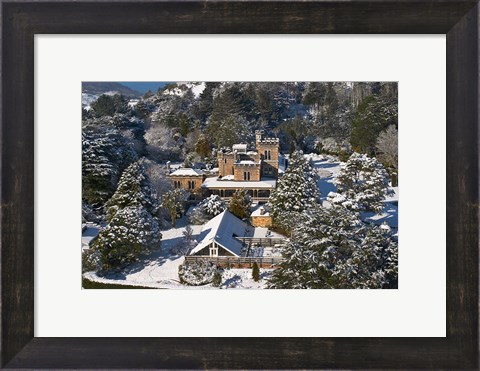 Framed Larnach Castle and Snow, Otago Peninsula, South Island, New Zealand Print