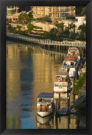 Framed Australia, Brisbane, Brisbane River Marina boats Print