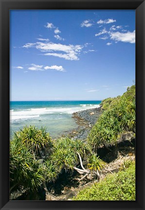 Framed Australia, Gold Coast, Burleigh Head NP beach Print