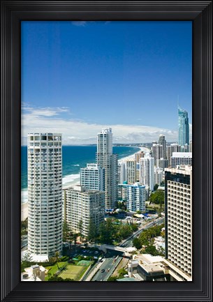 Framed Australia, Gold Coast, Surfers Paradise, city skyline Print
