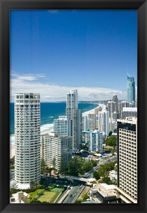 Framed Australia, Gold Coast, Surfers Paradise, city skyline Print